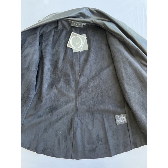 Jacket Cardigan Blazer  faux leather‎ NWT black Small Orly S Lightweight - Picture 9 of 12